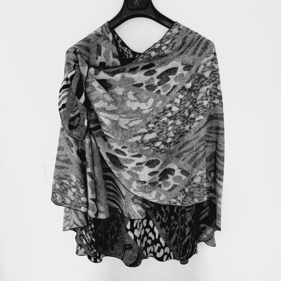 Rapti Fashion Reversible 100% Cashmere Buckle Shawl. Animal Print.Handmade. RF19 - Picture 5 of 9